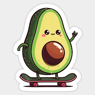Funny avocado skateboarding Sticker